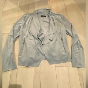 NWT Baby Blue Drape Front Jacket